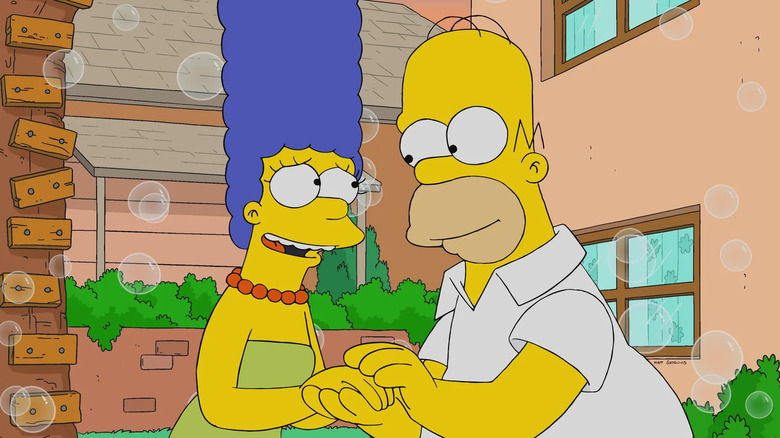 Marge and Homer affirm their mutual affection on The Simpsons