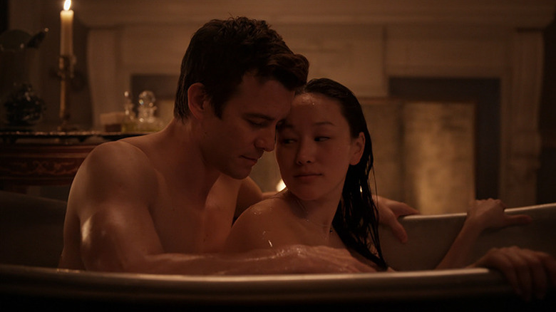 Benedict and Sophie in Bridgerton Season 4 bathtub scene