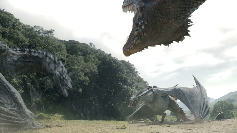 Caraxes, Seasmoke and Sheepstealer fight in House of the Dragon Season 3