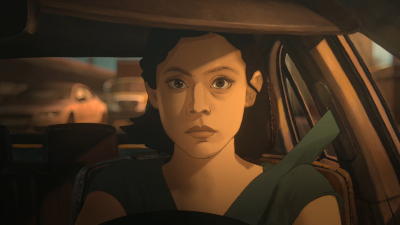 Alma (Rosa Salazar) drives her car in Undone