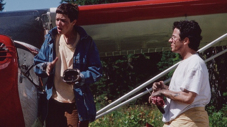 Joel Fleischman and Maggie O'Connell arguing next to a gas pump in Northern Exposure