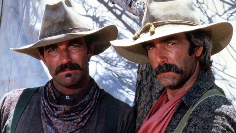 Tom Selleck and Sam Elliott as Orrin and Tell Sackett in "The Sacketts"