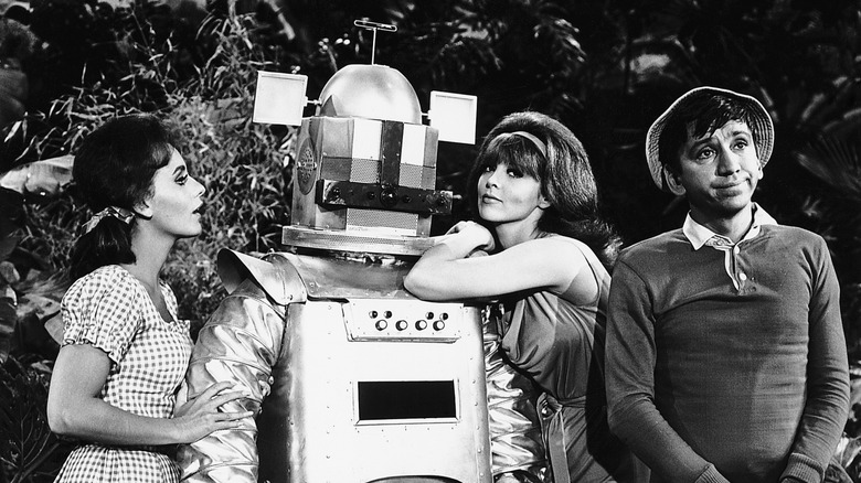 A promotional still from "Gilligan's Living Doll," an episode of "Gilligan's Island" with a robot.