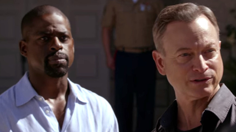 Sterling K. Brown as Fitz and Gary Sinese as Jack, standing together on Criminal Minds.