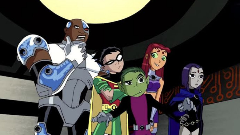 Cyborg, Robin, Beast Boy, Starfire, and Raven on Teen Titans