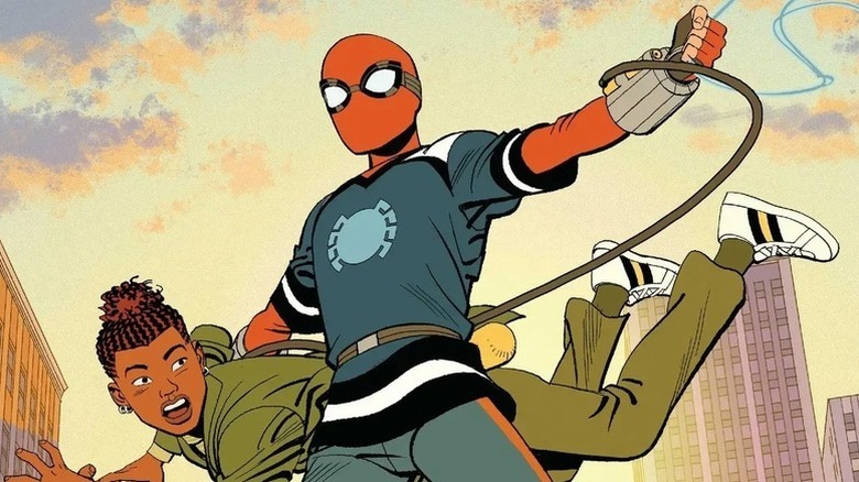Örümcek Adam (Hudson Thames), Harry Osborn'u (Zeno Robinson) kurtarır. 