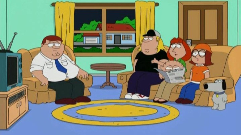 A parody rendering of the Family Guy cast on South Park