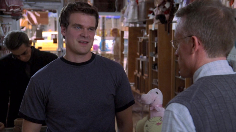 Terry Jessup (David Harbour) speaks to a toy salesman in Law & Order: Special Victims Unit