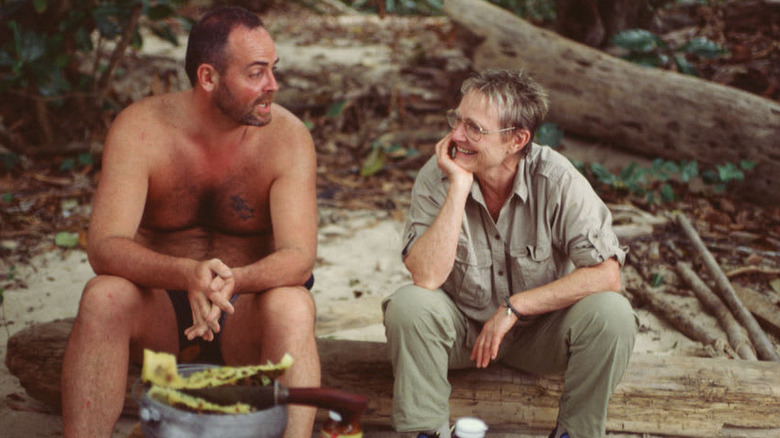 Richard Hatch and Sonja Christopher talking on the beach on Survivor: Borneo