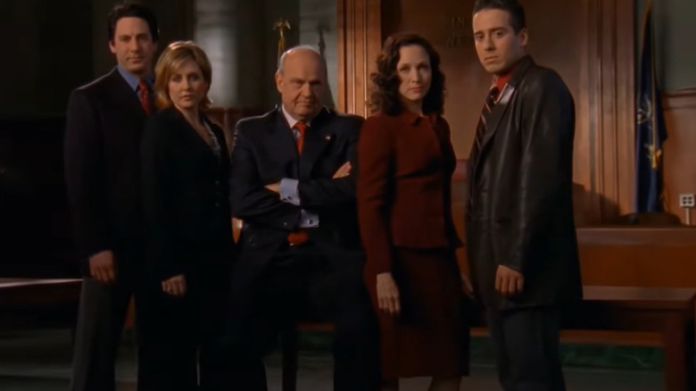 the cast of "Law & Order: Trial by Jury" (2005) in a courtroom