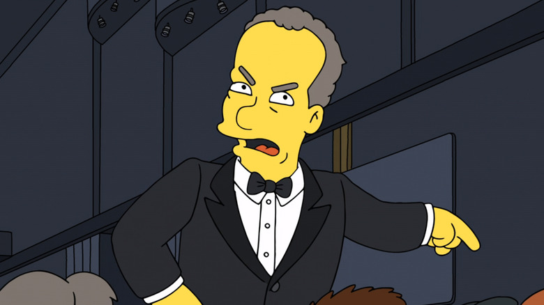 The Simpsons animated version of Tom Hanks wearing a suit