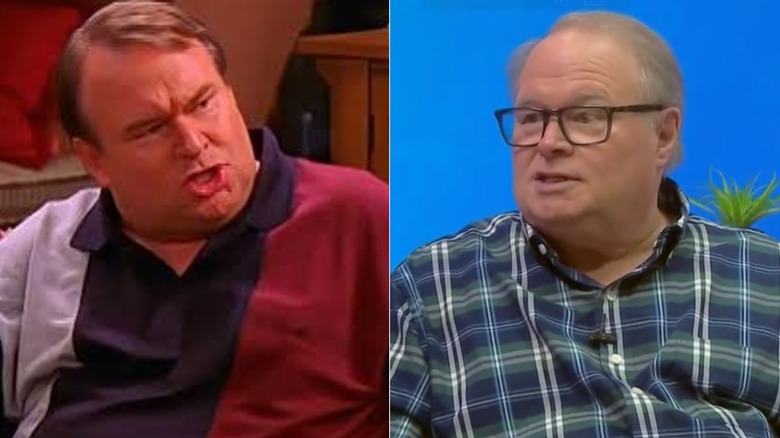 A side-by-side photo of Tom McGowan in Everybody Loves Raymond and in an interview on the CW 33.