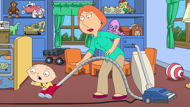 Lois vacuums Stewie's diaper in a Season 23 episode of Family Guy
