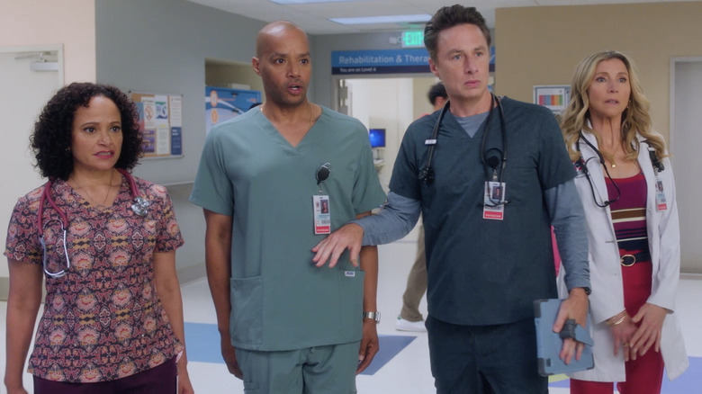 Carla, Turk, J.D. and Elliot in Scrubs (2026) Season 2