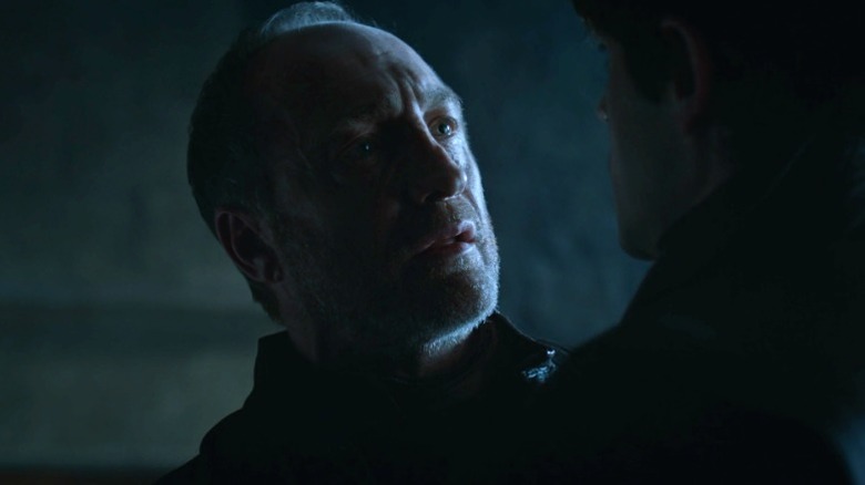 Roose Bolton collapsing while looking at Ramsay on Game of Thrones S6E2