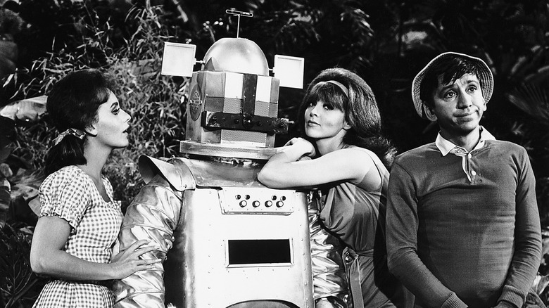 an Air Force robot rivals Bob for the attentions of Dawn and Tina on "Gilligan's Island" (1964)