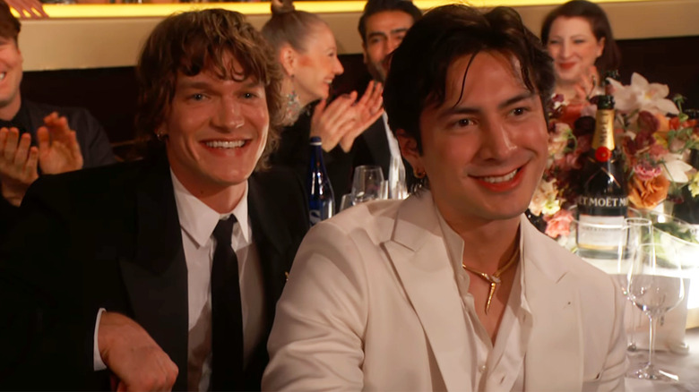 Connor Storrie and Hudson Williams in the audience at the 2026 Golden Globes