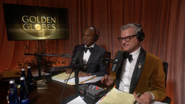 Kevin Frazier and Marc Malkin providing commentary during the 2026 Golden Globes