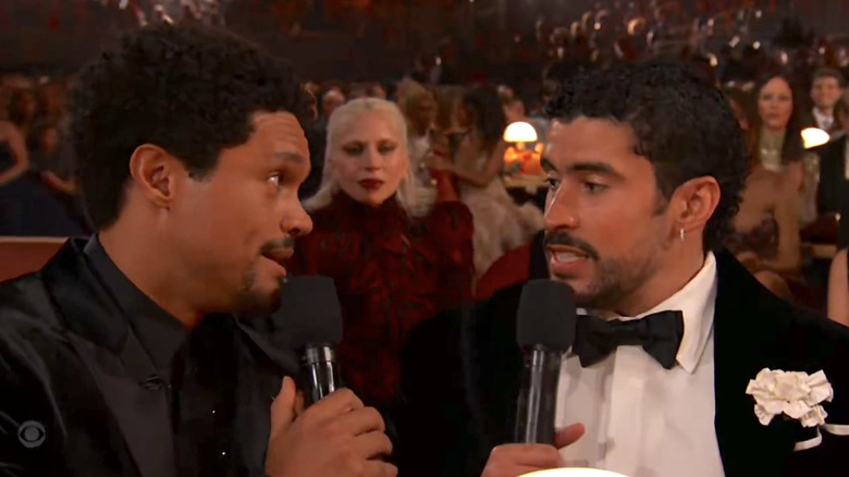 Trevor Noah and Bad Bunny at the 2026 Grammy Awards