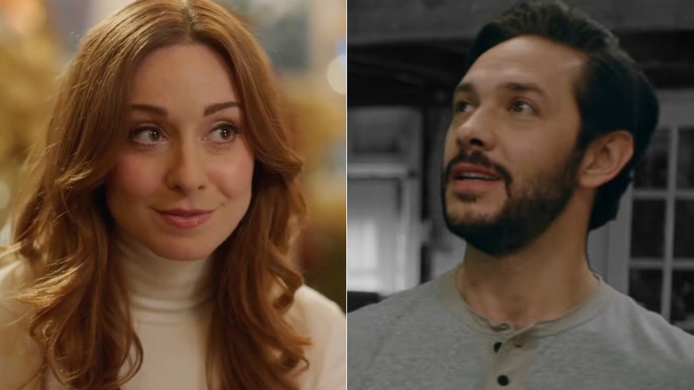 Composite image of Amy Groening and Michael Rady in Hallmark films "Twas the Date Before Christmas" and "Where Are You Christmas."