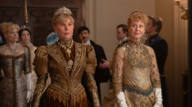 Christine Baranski as Agnes and Cynthia Nixon as Ada in regency attire