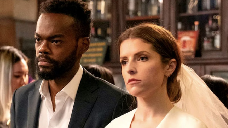 William ackson Harper and Anna Kendrick stand in a bar as their characters on "Love Life"