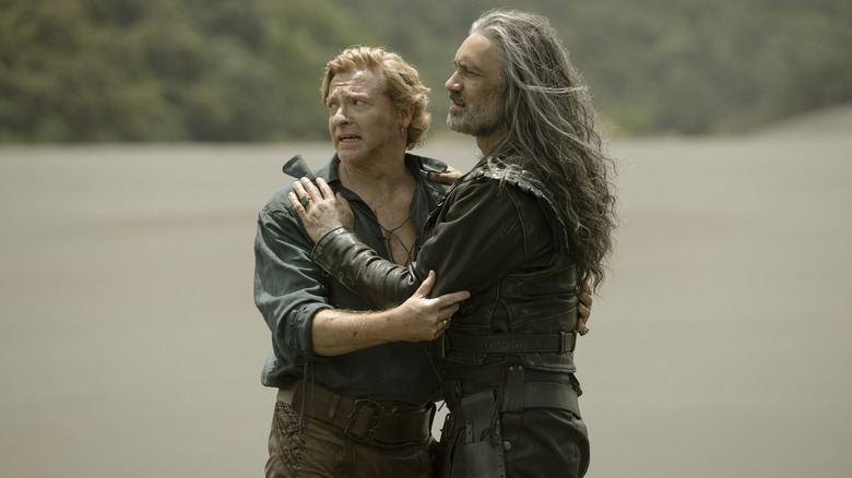 Taika Waititi and Rhys Darby in character embrace in a still image from "Our Flag Means Death"