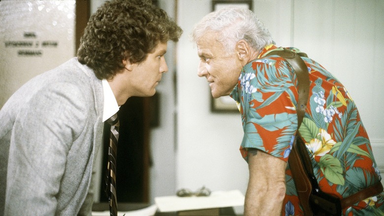 Daniel Hugh Kelly's McCormick has trouble seeing eye to eye with Brian Keith's McCormick in Hardcastle and McCormick.