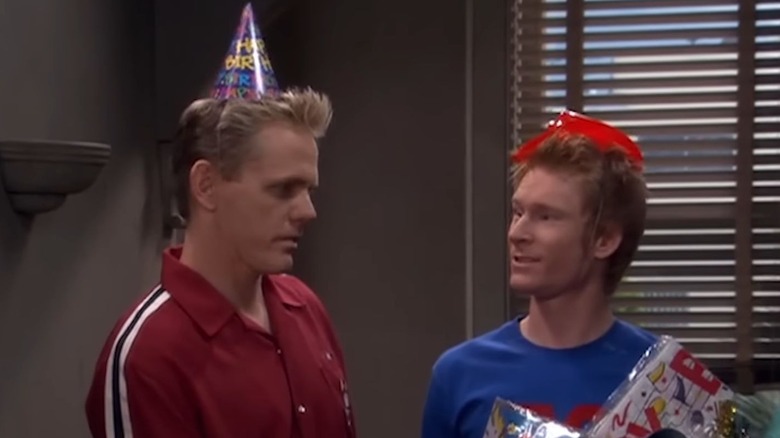 Christopher Titus and Zach Ward on the set of Titus