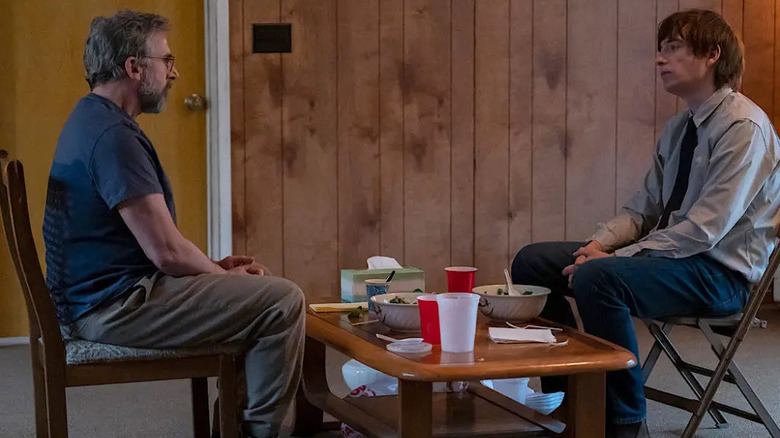 Alan (Steve Carell) and Sam (Domhnall Gleeson) talking in Sam's house on The Patient