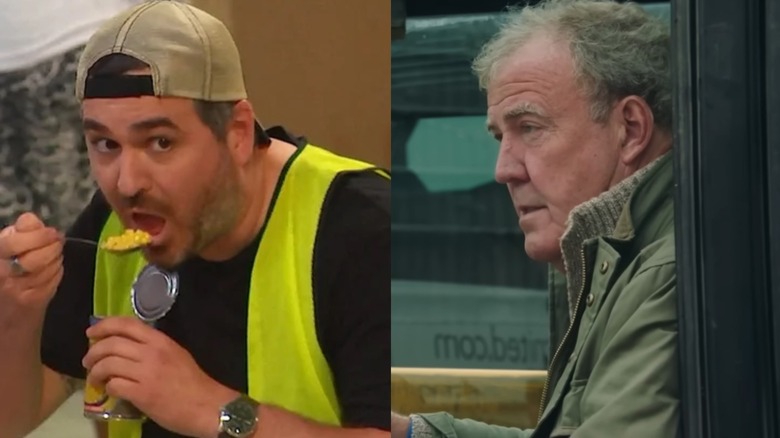 James Murray eating from a jar on Impractical Jokers (2011-2026) and Jeremy Clarkson sat in a tractor on Clarkson's Farm (2021-2026)