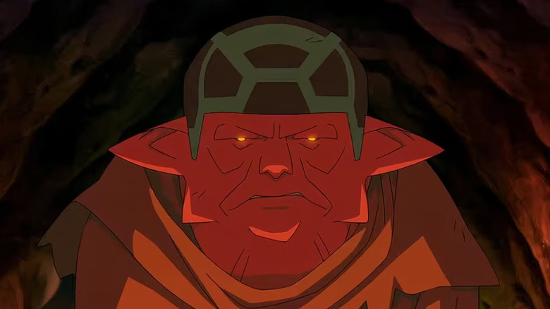 Satan looking down at Damien Darkblood in Hell in Invincible