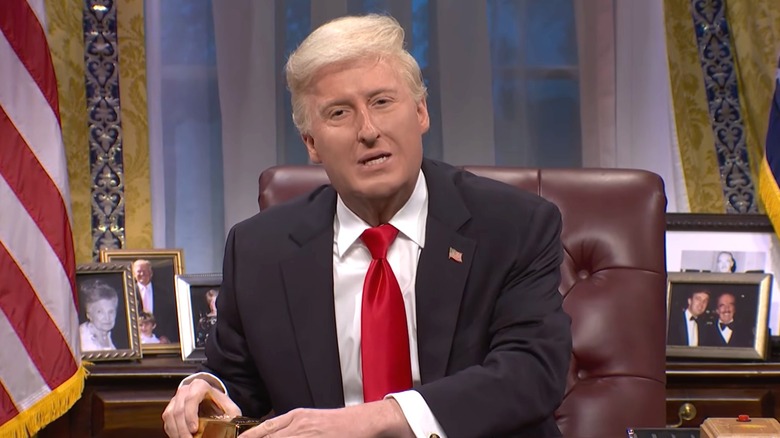 James Austin Johnson posing as Trump in "Saturday Night Live."