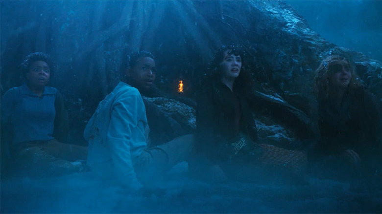 Ronnie, Will, Lilly, and Marge on a frozen Derry lake in IT: Welcome to Derry Episode 8