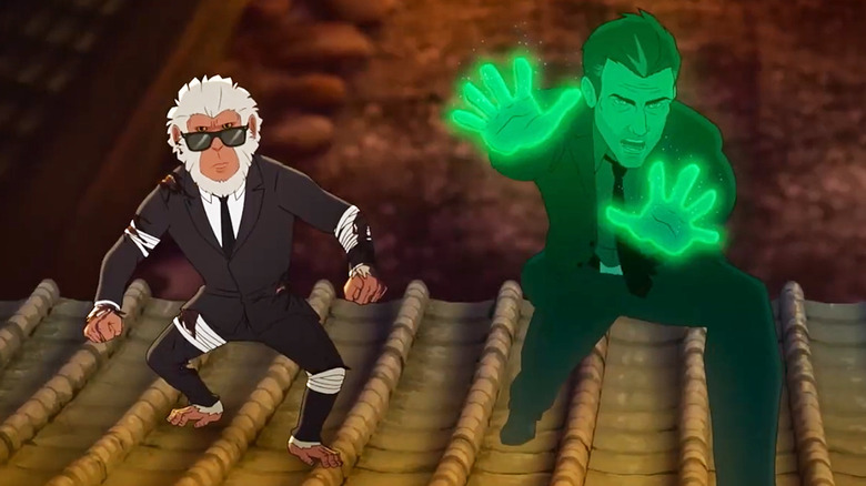 Hit-Monkey and Bryce Fowler about to take violent action