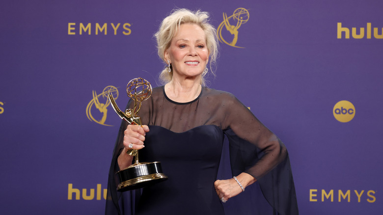 Jean Smart holding a statuette at the 2026 Emmys