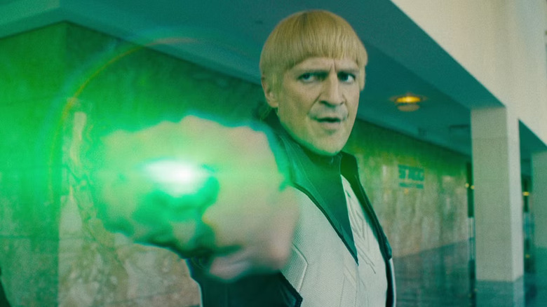 Guy Gardner (Nathan Fillion) using his green power ring in Superman