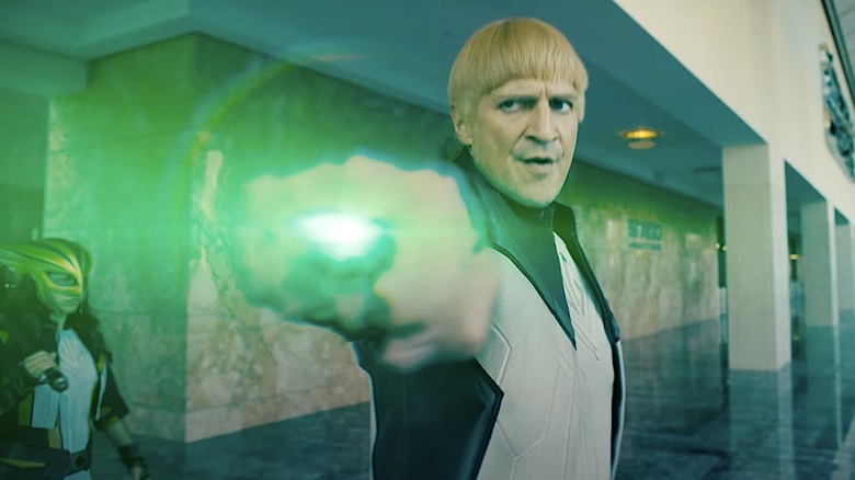 Guy Gardner using his Green Lantern ring