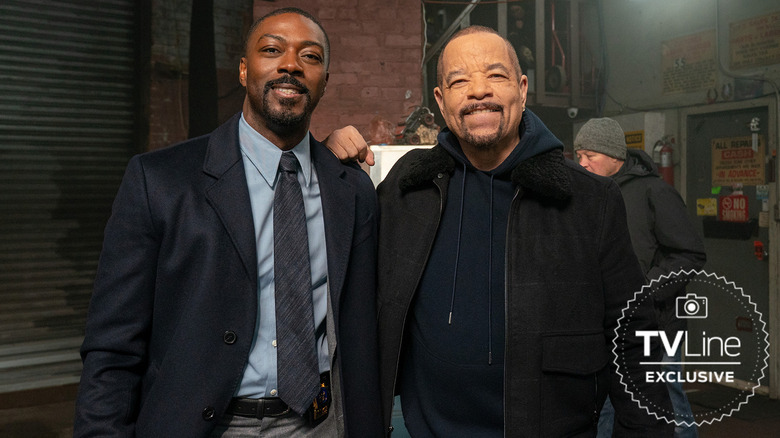 David Ajala and Ice-T smile for the camera on set of Law and Order