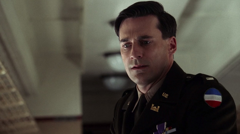 Don Draper stands on a train in a military outfit in "Mad Men"