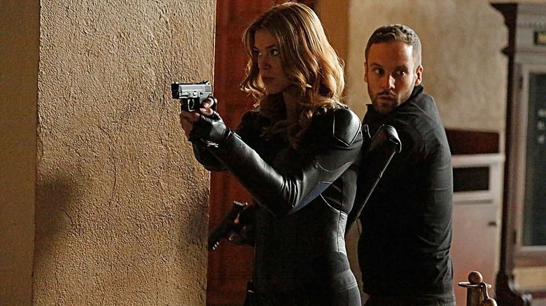 Adrianne Palicki and Nick Blood as Bobbi Morse & Lance Hunter on "Agents of S.H.I.E.L.D."