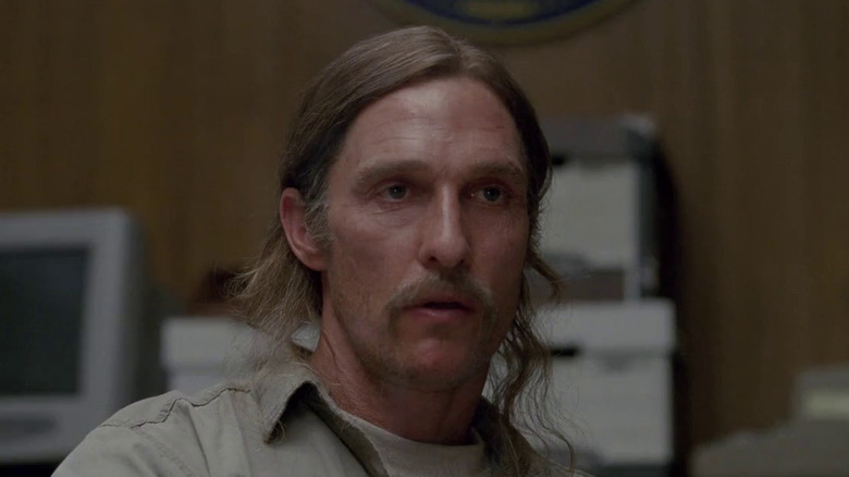 An older Rust Cohle is interrogated on True Detective (2014-2024)