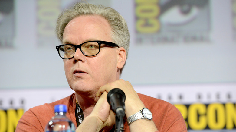 Bruce Timm speaks on stage at Comic-Con