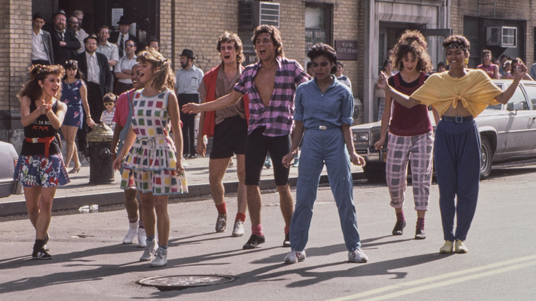 Fame cast singing and dancing in the street