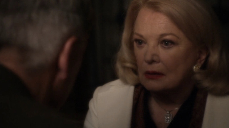 Gena Rowlands sitting across from Mark Harmon as Gibbs in NCIS