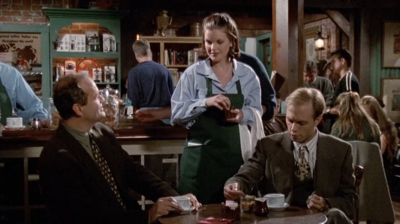 Pauley Perrette portrays a waitress at Cafe Nervosa in an episode of Frasier.