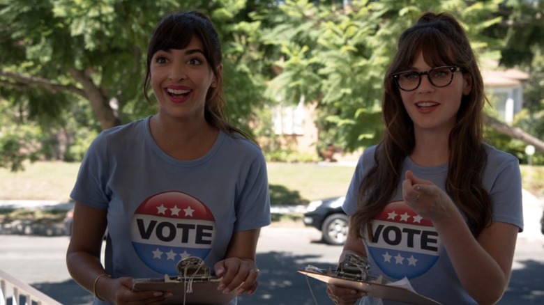 Cece and Jess in voting t-shirts