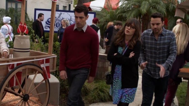 Schmidt Jess and Nick walk through the Rumspringa festival