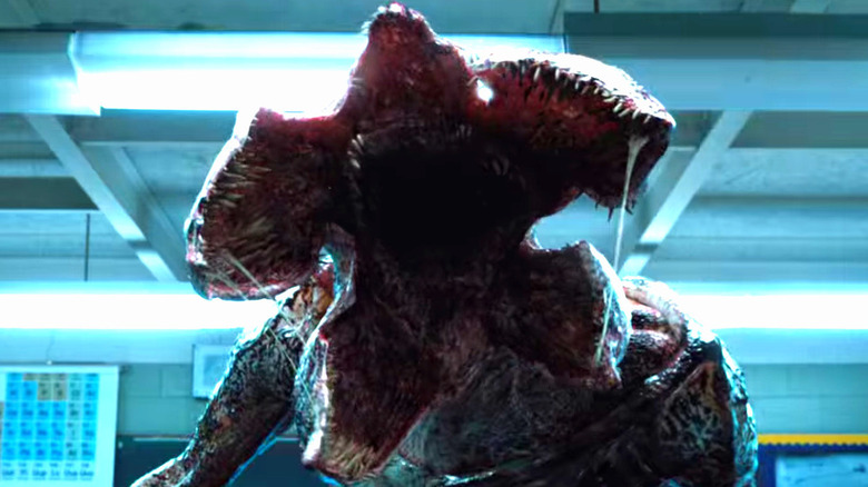 A Demogorgon opening its mouth on "Stranger Things"