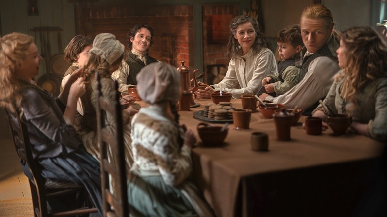 Fergus, Marsali Claire, Jamie, Fanny and children in Outlander